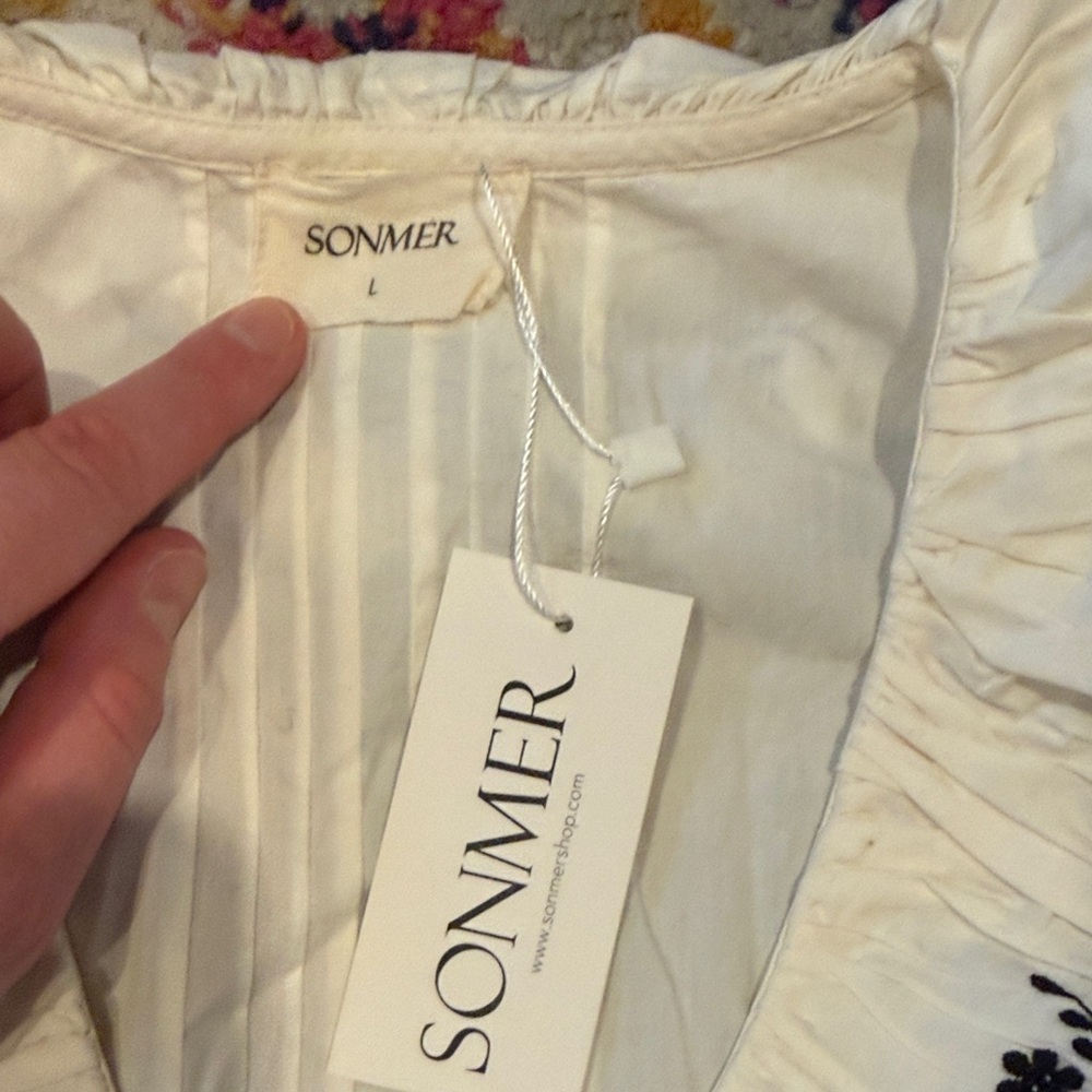 NWT Sonmer Margarita Blouse in Ecru - Size Large | Quiet Luxury Brand - Picture 3 of 6